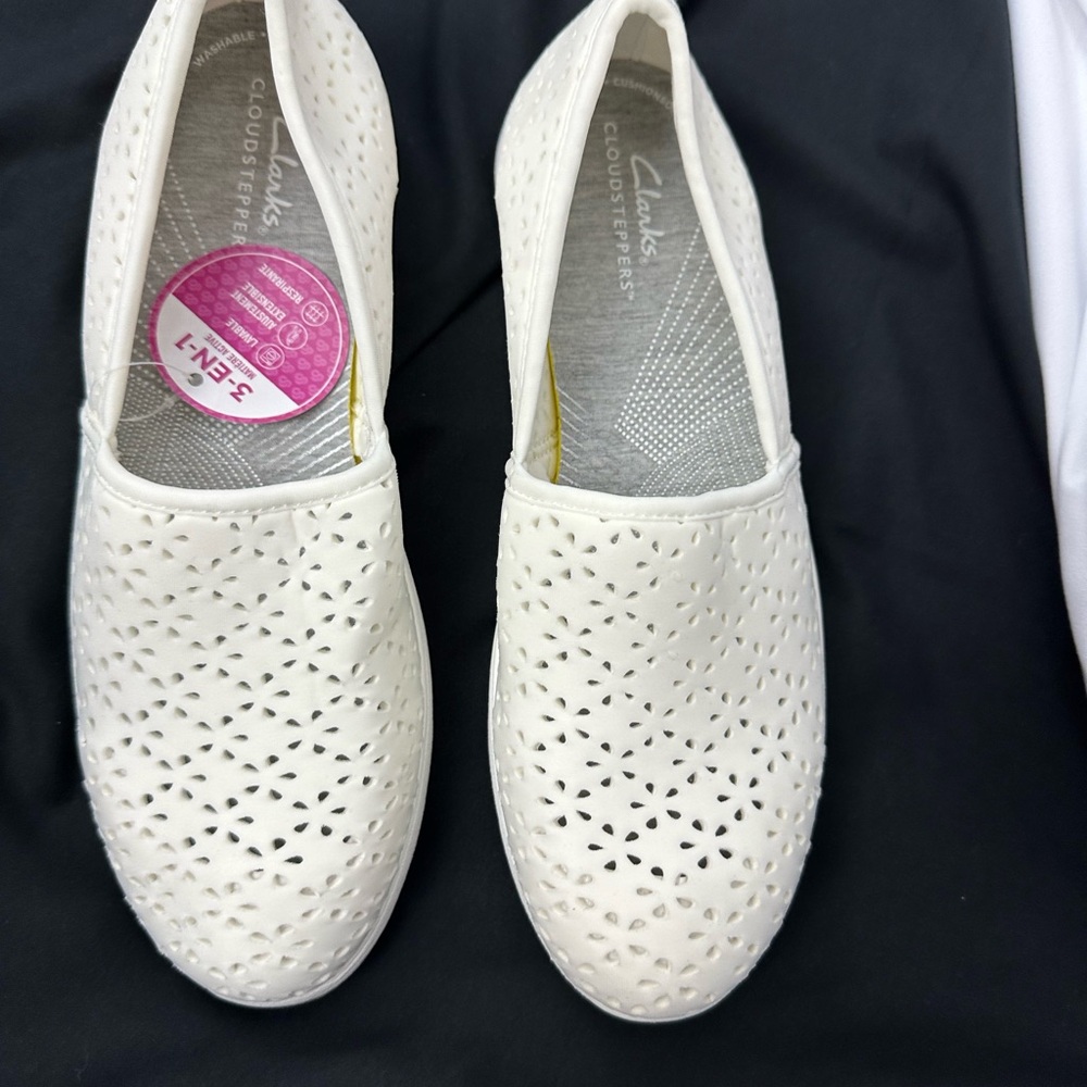 Clarks Women's White Slip-On Shoes